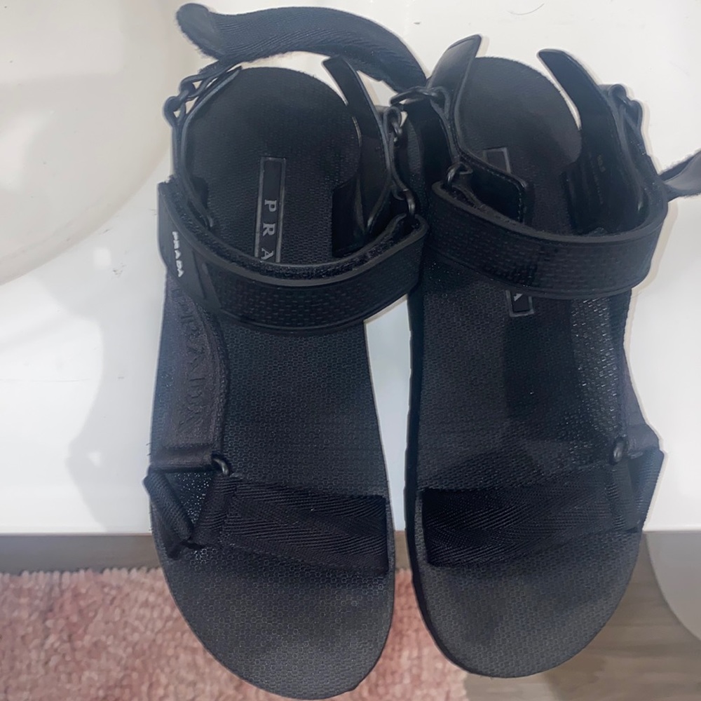 Prada Rubber Trimmed webbed sandals